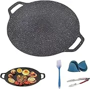 Non-Stick Round Baking Pan, Korean Grill Pan for Indoor Cooking, Korean BBQ Grill Pans, Multifunctional Frying & Baking Pans for Home Outdoor Camping (28cm/11in)