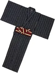 [CATIEBYE] 1pc Stylish Japanese Samurai Kimono Suit for Men Formal Bathrobe Waistband for Cosplay Parties and Daily Wear Unique Design Black for Handsome Look