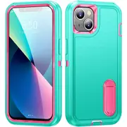 MCC Shockproof iPhone 15 Case Cover Heavy Duty with Stand Apple iPhone15 [Light Blue+Magenta]