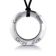 Carpe Diem Seize the Day 925 Sterling Silver Pendant Cord Set Empowering Jewelry