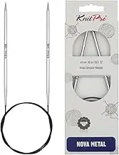 KnitPro 100 cm x 4 mm Nova Fixed Circular Needles, Silver