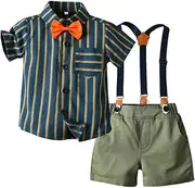 [IBTOM CASTLE] Baptism Christening Outfits for Baby Boys Bow Ties Shirt Suspender Shorts Gentleman Wedding Tuxedo Formal Suit