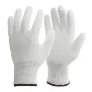 60 Pair Safety Work Gloves PU Coated Seamless Knit Wrist Cuff Gloves Large White