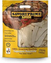 Savory Prime 100% American Beef Rawhide Chips, All-Natural Treat W/No Preservatives, Chemicals, Or Additives, Satisfy The Urge to Chew & Promote Dental Health, 2Lb Resealable Bag (Natural Flavor)