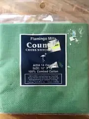 Flamingo Mills Counted Cross Stitch Aida 14 12”x18” Green