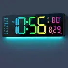 Digital Wall Clock Large Display 16", Digital Clock with 11 RGB Colors Changing