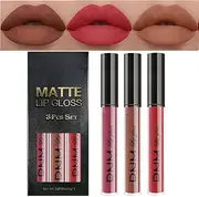 3Pcs Matte Liquid Lipstick Sets, Matte Lipstick Lip Stain Long Lasting Waterproof Non-stick Cup, Smudge Proof Matte Lip Stick, Halloween Gifts (3pcs-set-09)