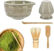 Matcha Kit Set,Matcha Set with Whisk and Bowl - Tool Kit with Wood Spoon Ceramic Holder, Tea Accessories Japanese for Beginners Lovers Housewarming Birthday Party