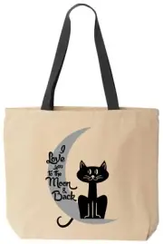 I Love You To The Moon And Back Cat Reusable Grocery Shopping School Office Natu
