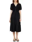 Brave & True Bella Goes North Short Sleeve V-Neck Midi Dress Black Sz Small NWT