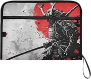 YMXFXP Samurai Sword Moon Black Expandable Filing Folder, 13-Pocket Funny Cute Design with Sticky Labels, A4 Letter Size Document Organizer for Office, School, Boys, Girls
