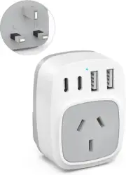 Yundian UK Travel Adapter AU to UK Travel Plug with 2 USB C Ports and 2 USB A