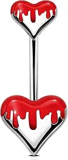 [OUFER] 14G Belly Button Rings, Melting Heart Belly Piercing Jewelry, 316L Surgical Steel Navel Piercing Jewelry, Belly Button Piercing For Women