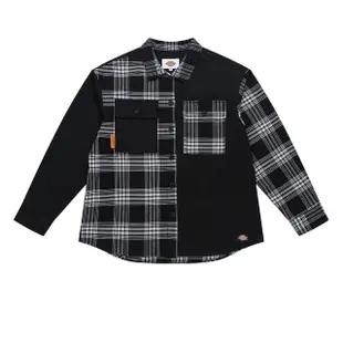 【Dickies】女款黑白格紋純棉胸前雙口袋長袖襯衫｜DK010837D82