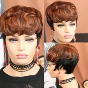 Pixie Cut Short Black Brown Human Hair Wig H1B/33