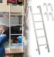 116/130/140/150cm Bunk Bed Ladder, Short RV Bunk Ladder with Hooks, White Replacement Climbing Step Ladder for Loft Dorm Home Camper