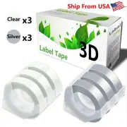 (3Clear,3Silver) Label Tape used for Dymo 1595GY Dymo 814580 Label Makers