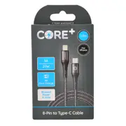 Core+ 8-Pin to USB-C Cable Charging Cord 1.5m For Apple iPhone 14/13 Black