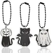 [Xiyantiji] Halloween Keychain for Girls Boys Cute Cat Goth Accessories for Backpacks Keys Halloween Ghost Pumpkin Vampire Halloween Costumes for Women Men 3PCS Bag Charm for Purse