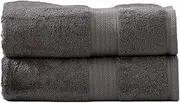 2X Renee Taylor Stella Bath Sheet/Towel 160cm Soft Bamboo Cotton 650GSM Charcoal