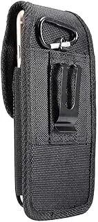 [DFV mobile] Nylon Belt Holster with Metal Clip and Card Holder for Nokia 8210 4G (2022) - Black