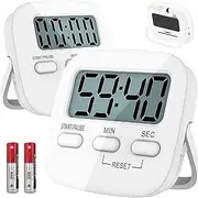 T Tersely 2 Pack Digital Kitchen Timer with AAA Battery Included, with Countdown,Loud Alarm,Auto-Off, Magnetic Back,Big Digits,Back Stand Function,Real Countdown Cooking Timer for Kids,Kitchen