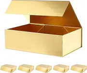 PETSLOVE 6 Count Large Gift Boxes 35.56x24.13x11.43 CM, Gold Gift Boxes,Sturdy Collapsible Gift Box with Magnetic Closure for Bridesmaid Proposal