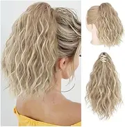 Beauty Ponytail Extension, 13" Short Claw Ponytail Extension Wavy Curly Jaw Clip in Pony tails Hair Extension Natural Synthetic Hairpiece for Women Accessories(Dirty Blonde)