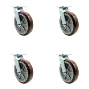 8 Inch Polyurethane Wheel Swivel Caster Set with Ball Bearing Service Caster