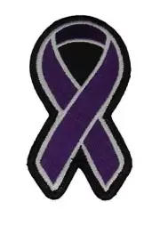 DARK PURPLE RIBBON FOR CARE GIVER PATCH PATIENT ADVOCATE AWARENESS ILLNESS