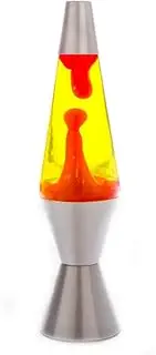 MDI Australia Diamond Motion Lamp with Silver Base Red Magma in Yellow Liquid, 36 cm