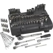 Klutch Mechanic's Socket Set, 97-Pc., 1/4in., 3/8in. and 1/2in. Drive, SAE &