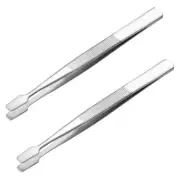 2PCS Supvox Tweezers Philatelic Tweezers Flat Tip Scissor Tweezers Flat Tweezers