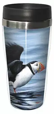 Tree-Free Greetings Jeremy Paul Puffin Running Sip 'N Go Stainless Lined Travel