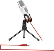 UPKOCH Condenser Microphone with Holder Clip Portable Sound Podcast Studio Mic for Vocal Performances for Skype MSN Karaoke PC and Laptop White