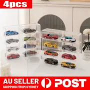 4x Clear Acrylic Display Case with Door for 8 Compartment or 1/64 Scale Toy Car