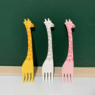 SwanLace精選 趣萌卡通動物長頸鹿造型兒童小叉子西餐甜點水果叉