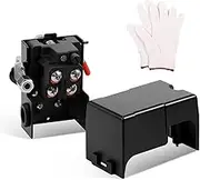Fulasun Air Compressor Pressure Switch Set Safe Pressure Switch Replacement Kit Easy to Use Compatible High Pressure Switch Replacements Control Kit for Air Compressor Fulasun(Black)