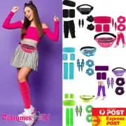 Ladies Bum Bag 80s Party Costume Accessories Aerobic 1980s 90s Neon Disco Retro