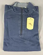 Tommy Bahama Golf Pullover Reversible 1/4 Zip Medium Blue Ocean Deep MSRP $89