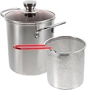 Zerodeko 1Set Deep Frying Pot with Basket Ergonomic Handle Quick Heat Transfer Efficient Cooking for All Food Types for Home Chefs