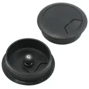2Pcs 50mm Drill Hole Dia Desk Table Wire Cord Cable Grommets Cover Stopper Black