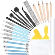 24Pcs Clay Detail Sculpting Modeling Set Including Ball Stylus Dotting Tools Dual Purpose Silicone Sculpting Tools, for Beginners Professional and DIY Enthusiasts