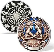12 Constellation Challenge Coin, Gemini Coin - 1 Oz Silver Plated Token in Capsule, Astrology and Zodiac Gifts, Ideal Novelty Individual Collectible Gift