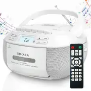 CD Player Boombox Cassette Player Combo with BluetoothAmFm RadioStereo