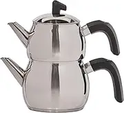 Karaca Belinay Stainless Steel Teapot Set, Medium, Silver Black