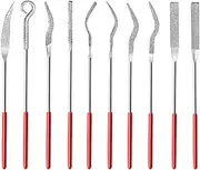 10Pcs Mini Diamond File Set, Square Round Shape Diamond Needle File Set, Rifler Files Curved Files for Metal Glass Stone
