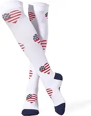 [le CABARET LINGERIE] Women's Compression Knee Socks Pattern White, multicoloured, Small-Medium