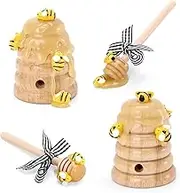 Bee Tiered Tray Decor with Wooden Fake Honey Hive Dippers Bumble Bee Gifts for Women Decorations for Spring Summer Farmhouse Home Kitchen Shelf Rustic Housewarming Display Party Supplies Set of 4