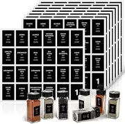 Spice Jar Labels, 192 Pcs Kitchen Jar Stickers, Seasoning Labels for Round or Rectangular Jars 36 * 50mm (Black)